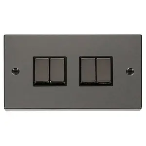 Black Nickel 10A 4 Gang 2 Way Ingot Light Switch - Black Trim - SE Home