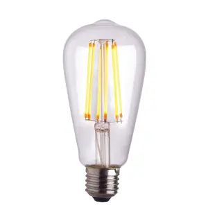 Vintage Style LED Filament Bulb - Pear Shaped E27 Lamp - Clear Glass - Dimmable