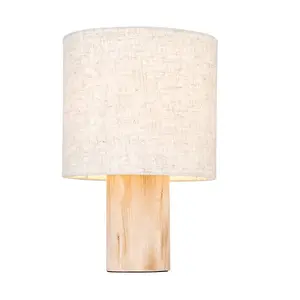 Luminosa Durban Complete Table Lamp, Natural Eucalyptus Wood, Natural Linen