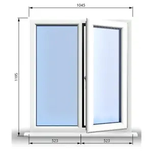 1045mm (W) x 1195mm (H) PVCu StormProof Casement Window - 1 RIGHT Opening Window -  Toughened Safety Glass - White