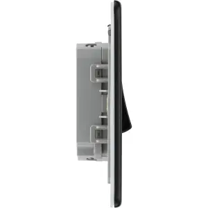 BG Flatplate Screwless 20A Double Wall Light Switch, Matt Black