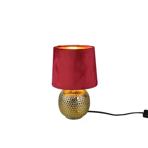 Luminosa Sophia Modern Table Lamp with Round Tapered Shade Gold Red Shade - UK Stock