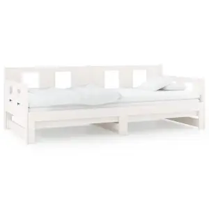 Berkfield Pull-out Day Bed White Solid Wood Pine 2x(90x200) cm