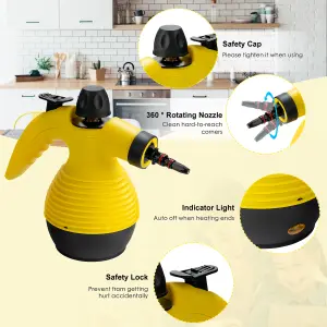 Costway Multipurpose Steam Cleaner Handheld Steamer W/ 9-piece Accessories for Home Car