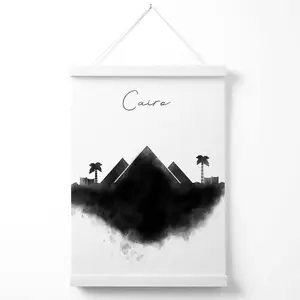 Cairo Watercolour Skyline City Poster with Hanger / 33cm / White