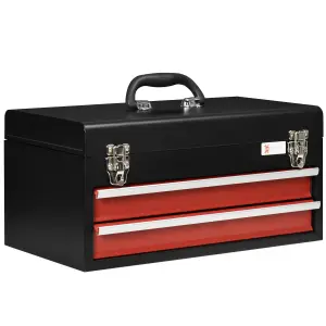 DURHAND Lockable 2 Drawer Tool Chest with Ball Bearing Slide Drawers Black