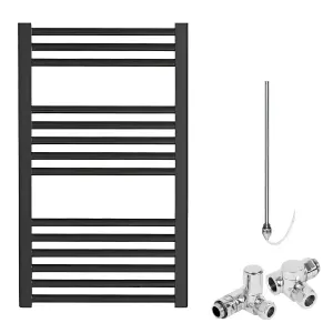 Bray Dual Fuel Heated Towel Rail, Straight, Black - W400 x H800 mm