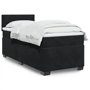 Berkfield Box Spring Bed with Mattress Black 90x190 cm Velvet