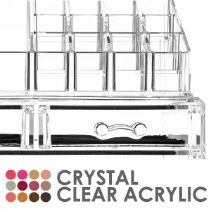 GLAMSMAKED 4-Drawer Transparent Acrylic Makeup Organizer for Clear Cosmetic Storage