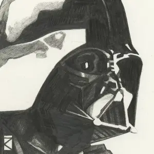 Star Wars Sketch Darth Vader Framed Canvas Print White/Black (30cm x 30cm)