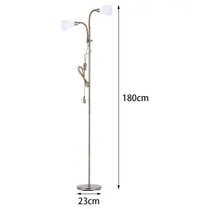 180cm E14 Base Bronze Metal Double Headed Floor Lamp Floor Light with Individual Switch For Bedroom Living Room