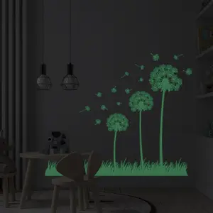 Walplus Huge Glow In Dark Effect Dandelion Flower Art Wall Sticker Decoration Glow in Dark Stickers Stock Clearance