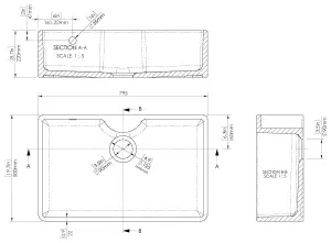 795mm - Single Bowl Butler Kitchen Sink - with Tap Ledge,  Overflow