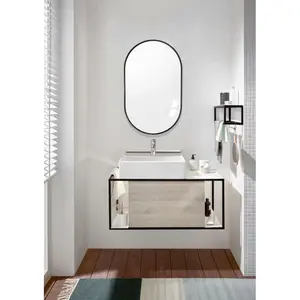 Chaya Metal Flat Wall Mirror Gunmetal / 91.4cm H x 55.9cm W