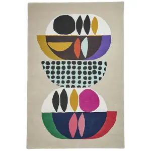 MultiColoured Luxurious Modern Abstract Wool Rug For Bedroom & Living Room-150cm X 230cm