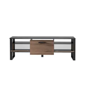 Elegant Nordi 03 TV Cabinet H630mm W1810mm D440mm - Okapi Walnut & Black Matt with Versatile Storage