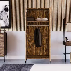 Vida Designs Brooklyn Dark Wood 2 Door Wardrobe (H)1800mm (W)830mm (D)520mm