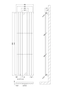 Vertical Single Panel Radiator with Mirror - 1800mm x 499mm - 2566 BTU - Anthracite