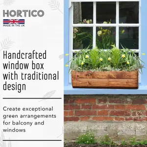 Set of 2 HORTICO™ Wooden Planter, 51cm Long Window Box, Garden Trough Planter, Outdoor Plant Pot Made in the UK H16 L51 W18 cm, 8L