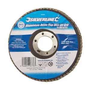 Silverline Aluminium Oxide Flap Disc - 115mm 80 Grit