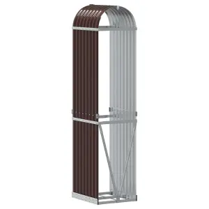 Log Holder Brown 40x45x170 cm Galvanised Steel