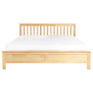 Wooden EU Super King Size Bed Light Natural Wood MAYENNE