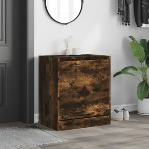 Berkfield Shoe Cabinet Smoked Oak 60x42x69 cm Engineered Wood