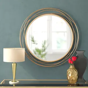 Javin Round Metal Swirl Framed Wall Mounted Accent Mirror Gold