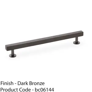 Straight Square Bar Pull Handle - Dark Bronze 192mm Centres SOLID BRASS Drawer