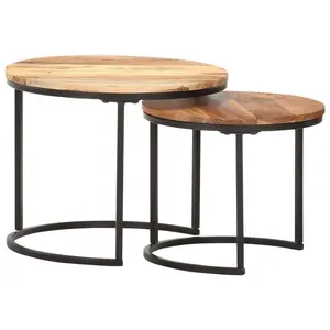 Accomac Solid Acacia Wood 2 Piece Nest of Tables (Set of 2)