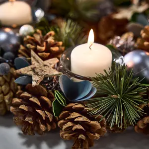 Moonlight Blue Round Table Centrepiece Christmas Decoration Candle Holder Tealight Holder 30cm