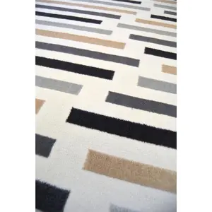 Abstract Collection Stripe Design Rug in Multicolour  R469A