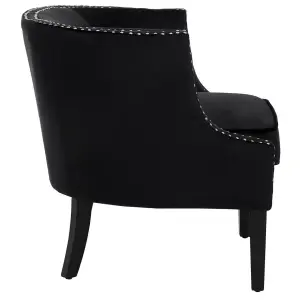 Interiors by Premier Black Velvet Studded Chair, Easy to Clean Leather Armchair, Body Supportive Accent Chair