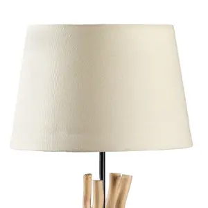 Luminosa Agar Table Lamp With Round Tapered Shade, Natural Wood