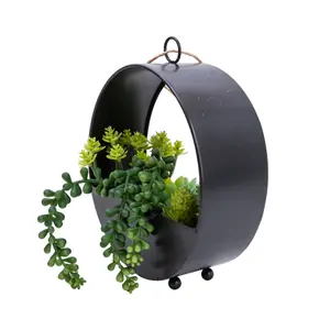 23cm Succulent Artificial plant in Black Metal Pot