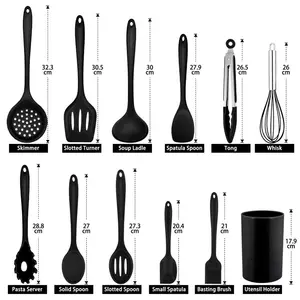 Ebern Designs Jaciya 12 Piece Cooking Utensil Set Black