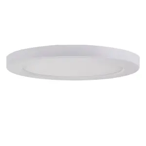 Luminosa Stratusdisc Adjustable CCT IP44 18W Surface Mounted Downlight Matt White Textured