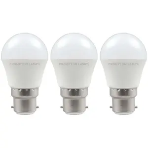 Crompton Lamps LED Golfball 4.9W B22 Warm White Opal (40W Eqv) (3 Pack)