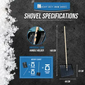 Snow Shovel Scoop Plastic Head and Heavy Duty Wooden Handle - Multipurpose Plastic Shovel