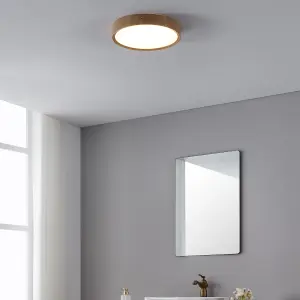 EGLO Musurita Natural Wood & Plastic Diffuser Ceiling Light