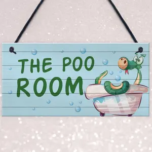 Funny Toilet Sign THE POO ROOM Rude Bathroom Sign Nautical Theme Decor