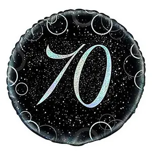 Unique Party Glitz 70th Foil Balloon Black/Silver (One Size)