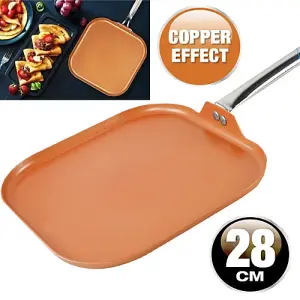 28Cm Grill Frying Pan Copper Bbq Non Stick Aluminium Induction Kitchen Ceramic