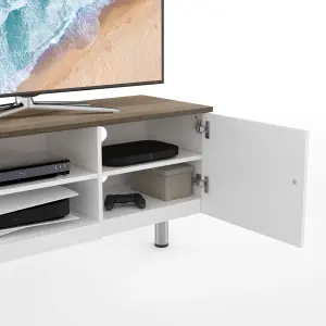 AVF Whitesands 1.9m TV Stand (Satin White & Wood)