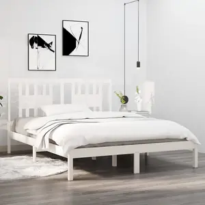 Berkfield Bed Frame White Solid Wood Pine 160x200 cm