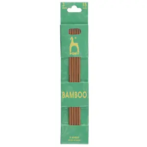 BAMB DE KP 15CMX3.00 - Knitting Pins: Double-Ended: Set of Five: Bamboo: 15cm x 3.00mm - Pony