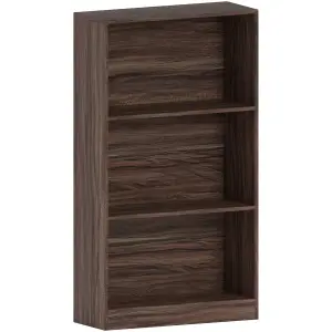 Vida Designs Cambridge Walnut 3 Tier Medium Bookcase Freestanding Shelving Unit (H)1080mm (W)600mm (D)240mm