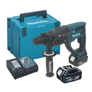 Makita DHR202RTJ 18V 2kg Lithium SDS Hammer Drill + 2 x 5.0 Batteries + Case