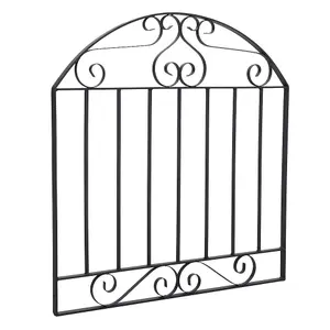 3ft Black Modern Arched Top Metal Outdoor Garden Gate Fence Gate 850 x 900 mm