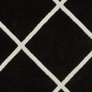 Black White Modern Geometric Easy To Clean Rug For Dining Room-120cm X 170cm